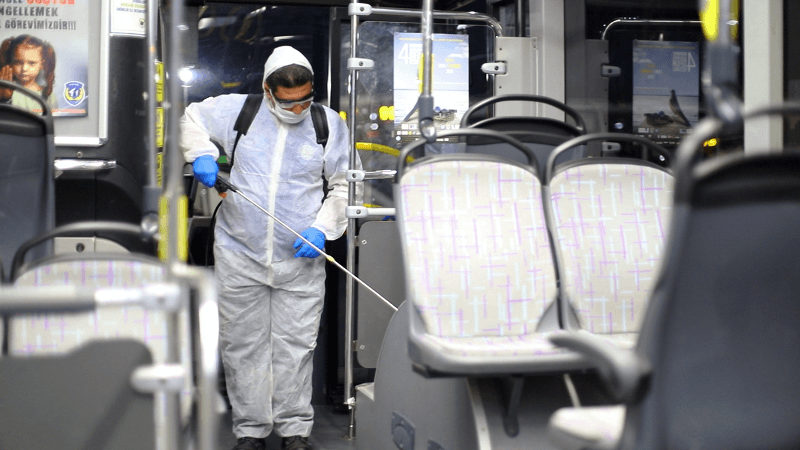 Toplu taşıma araçları dezenfekte edilmeye başlandı…