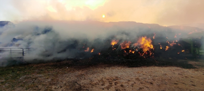 Çıkan Yangında Besi Çiftliğindeki Saman Balyaları Yandı…