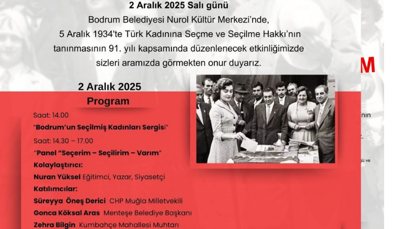 Türk Kadınına Seçme ve Seçilme Hakkı’nın Tanınmasının 91. Yılına Özel Program